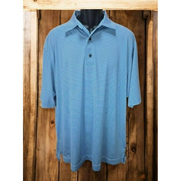 FOOTJOY FJ Men's Golf Polo Large Seawash Blue Striped - Picture 1 of 8
